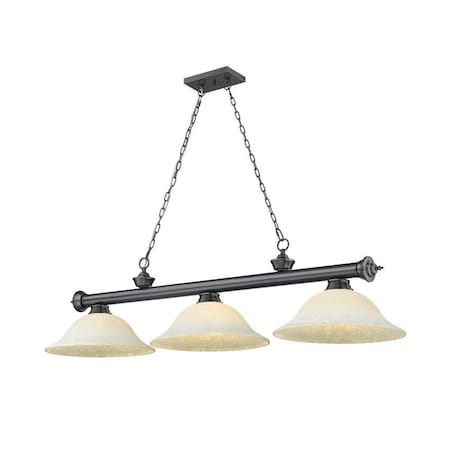 Z-Lite Cordon 3 Light Billiard, Bronze Plate & White Mottle 2306-3BP-WM16